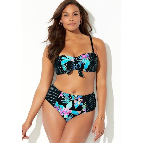 Swimsuits For All Other - Swimsuits For All Floral Polka Dot Two Piece Bikini Swim Set Size 22